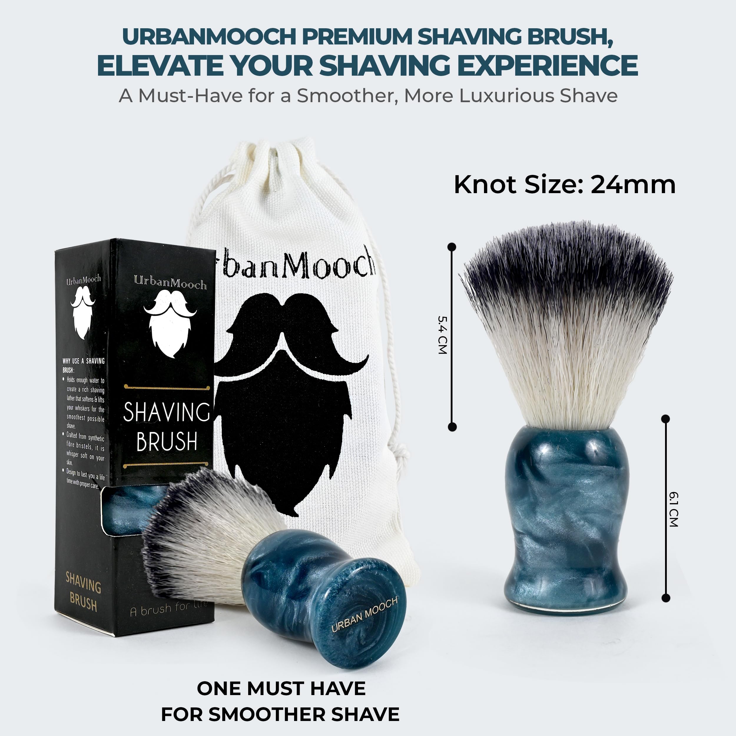 UrbanMooch Luxuriously Soft Shaving Brush for Men | Marble Edition| Experience Premium Cruelty-Free Bristles and Stylish Marble-Toned Ergonomic Handle | Hand-crafted with Passion in India (BLUE) - Image 7 thumbnail