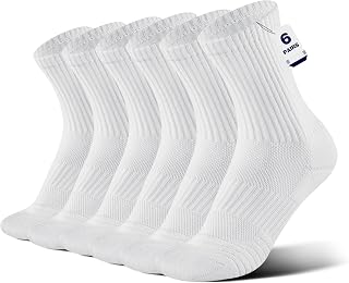 Bamboo Viscose 6 Pair Men Women Crew Compression Sock Running Cushion Moisture Wick Anti Blister Athletic Hiking
