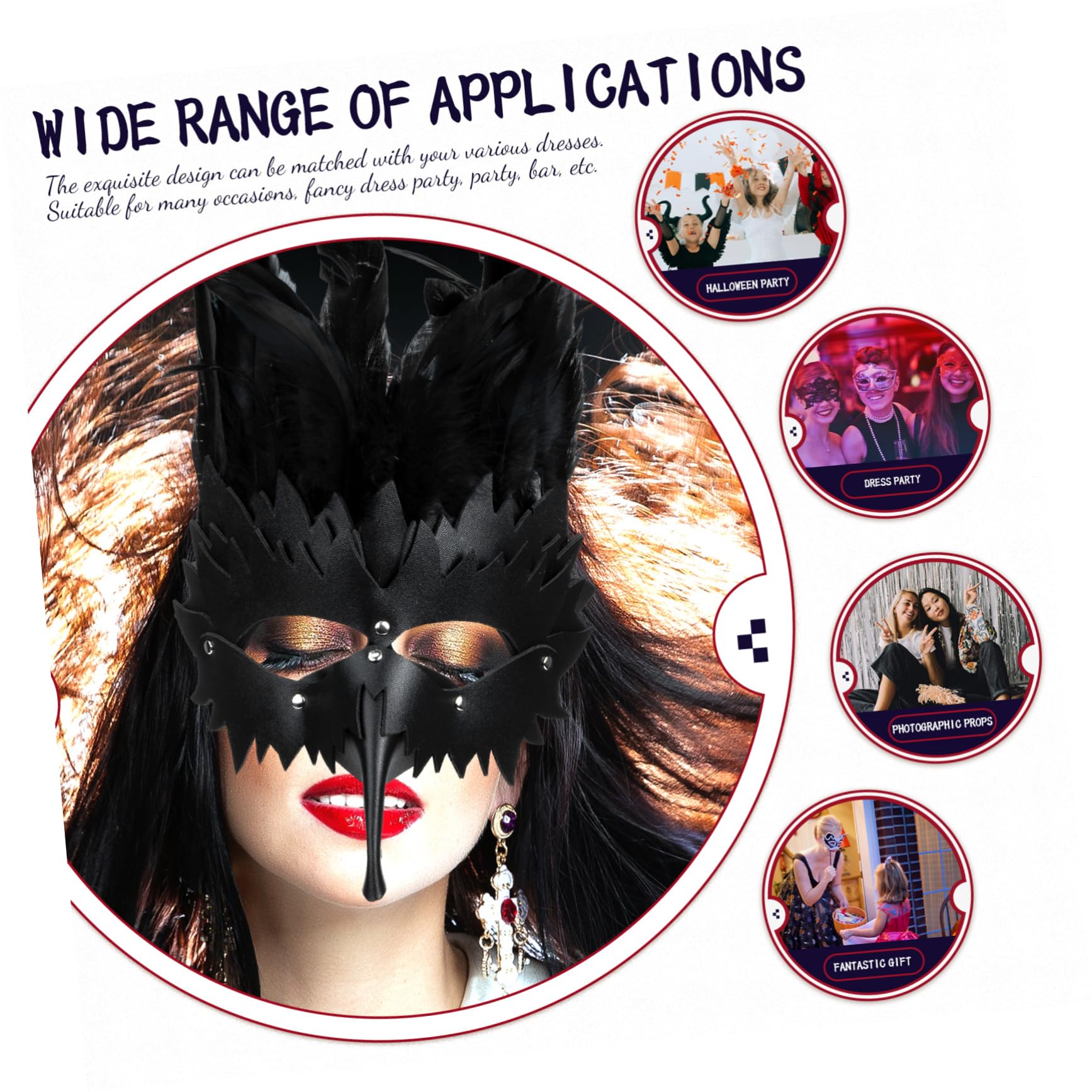 LIFKOME 4 Pz Maschera a Becco Punk Gotici Maschera Per Esterno Maschera Da Festa Di Halloween Maschera Decorativa Decorazione Esterna Arredamento Del Ballo Di Fine Anno Pelle Black