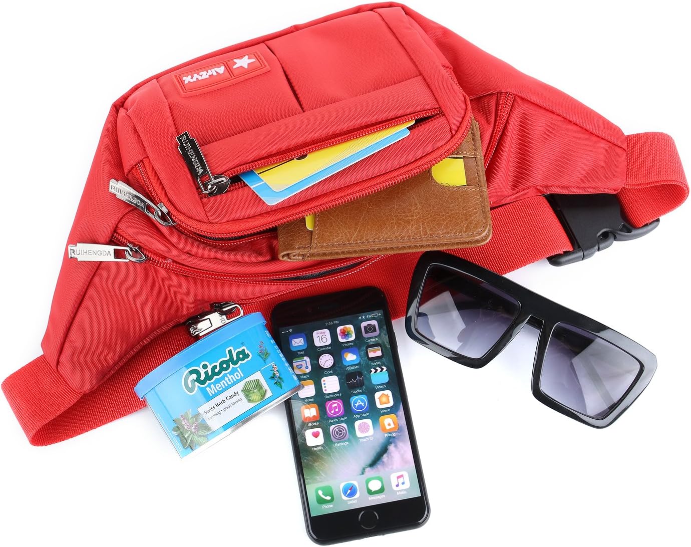 Bumbags and Fanny Packs for Running Hiking Waist Bag Outdoor Sport Hiking Waistpack for Men Women (Red-Ex-Belt) - Image 4