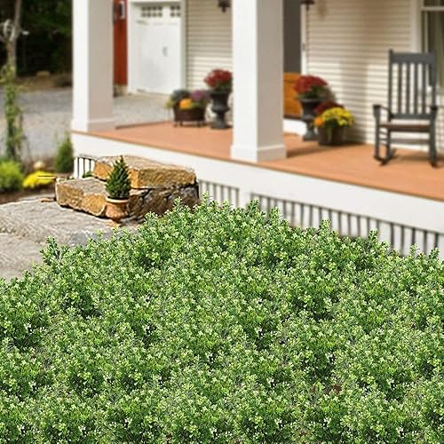 Miniatura 6 de Arbustos artificiales, plantas de plástico, simulación de hierba de frijol, arbustos verdes, hojas sintéticas, para exteriores, jardín, interior,