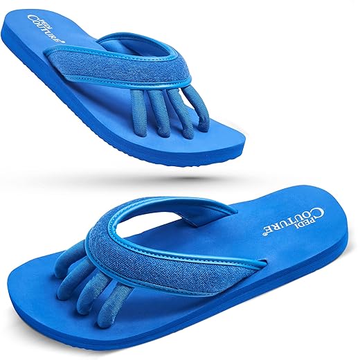 Pedi Couture Sandálias de pedicure com separadores de dedos embutidos para mulheres – chinelos confortáveis estilo spa para uso em casa, salão, ioga e academia