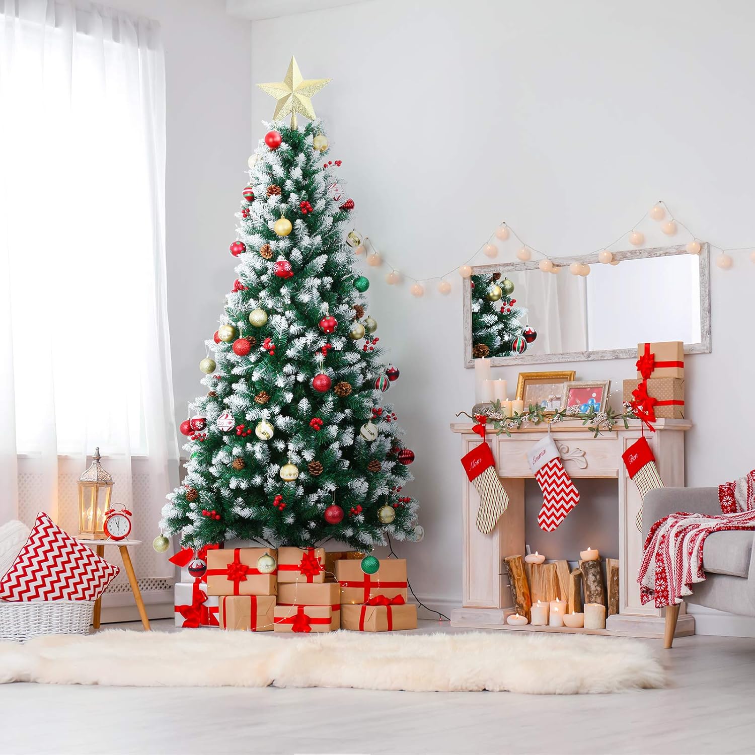 Super Cheap 🛒 Kazeila 6ft Artificial Christmas Tree with Pine Cones and Red Berries,Premium Christmas Decorations,Easy Assembly,Foldable Meal Stand Super Deal Product Kazeila 6ft Artificial Christmas Tree with Pine Cones and Red Berries,Premium Christmas Decorations,Easy Assembly,Foldable Meal Stand