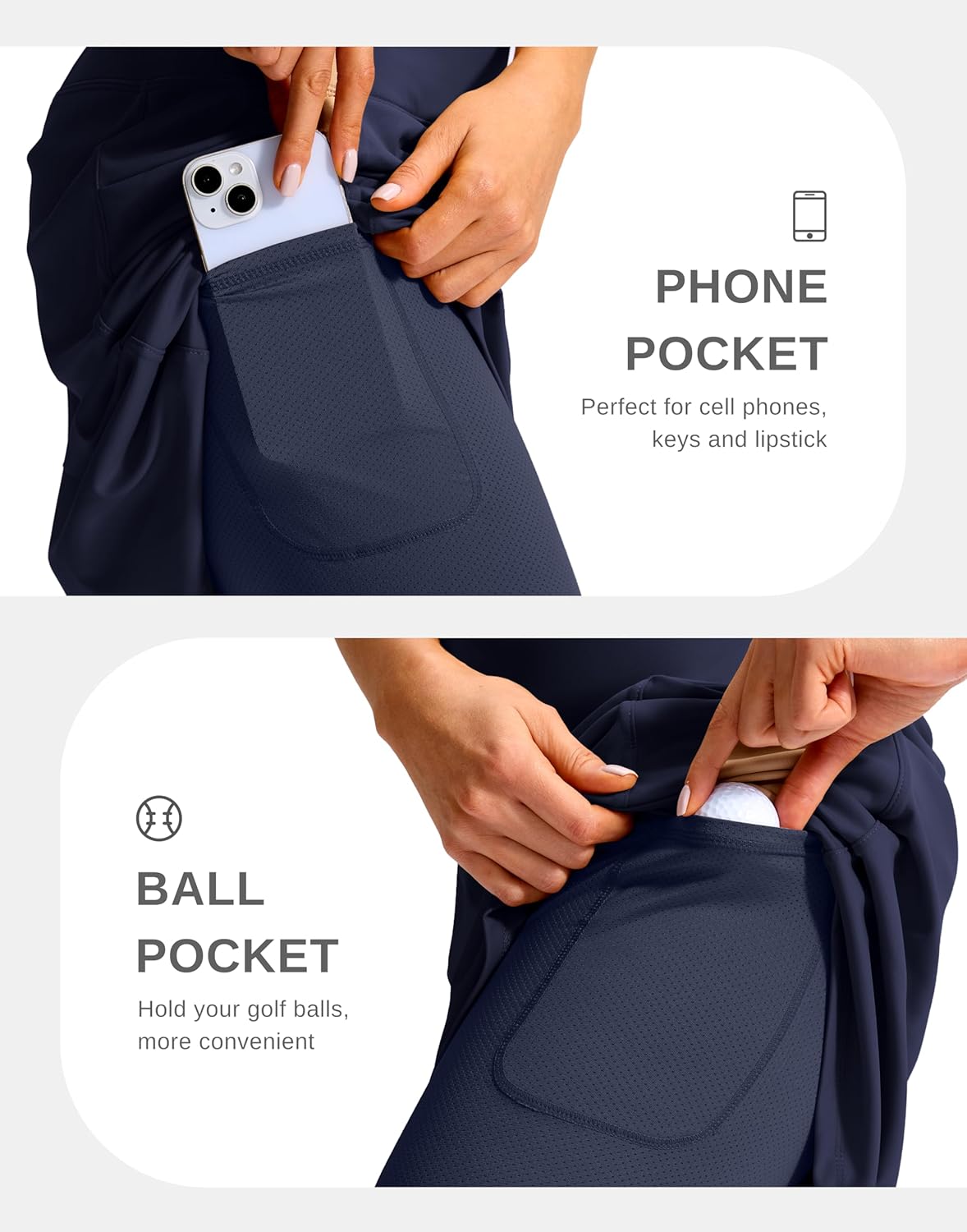 G Gradual Women's 20" Knee Length Golf Skirt Skort 4 Side Pockets Stretch High Waisted Tummy Control Skirt with Short - Image 5