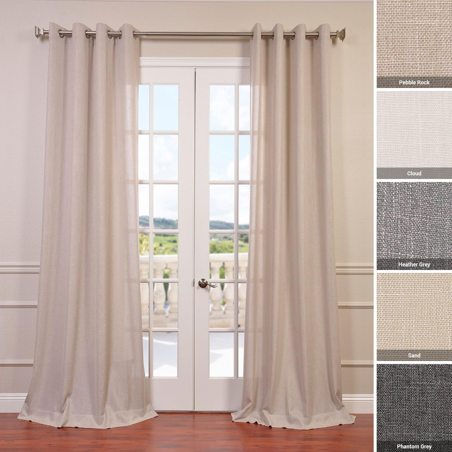 HPD Half Price Drapes Faux Linen Semi Sheer Curtain for Bedroom 96 Inches Long (1 Panel) - Grommet Light Filtering Curtains for Living Room 50W x 96L, Sand
