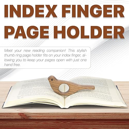Miniatura 5 de Soporte para páginas de libros de nogal con diseño de pájaros, soporte de madera con acabado liso para leer, regalo ideal para lector de libros,