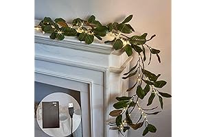 LITBLOOM Lighted Spring Garland for Mantle with 80 Twinkling Fairy Lights