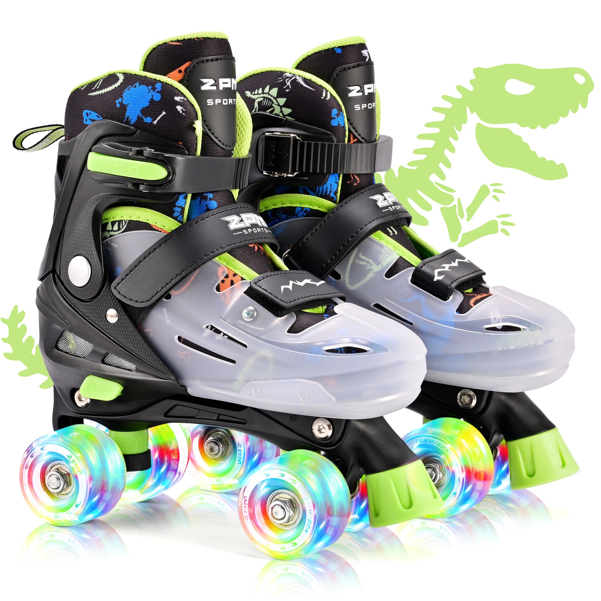 2PM SPORTS Kids Roller Skates Girls Boys Ages 5-8 8-12 4-6 6-12 with Light  Up Wheels, Adjustable Rollerskates Beginner Youth Size 10C 11C 12C 13C 