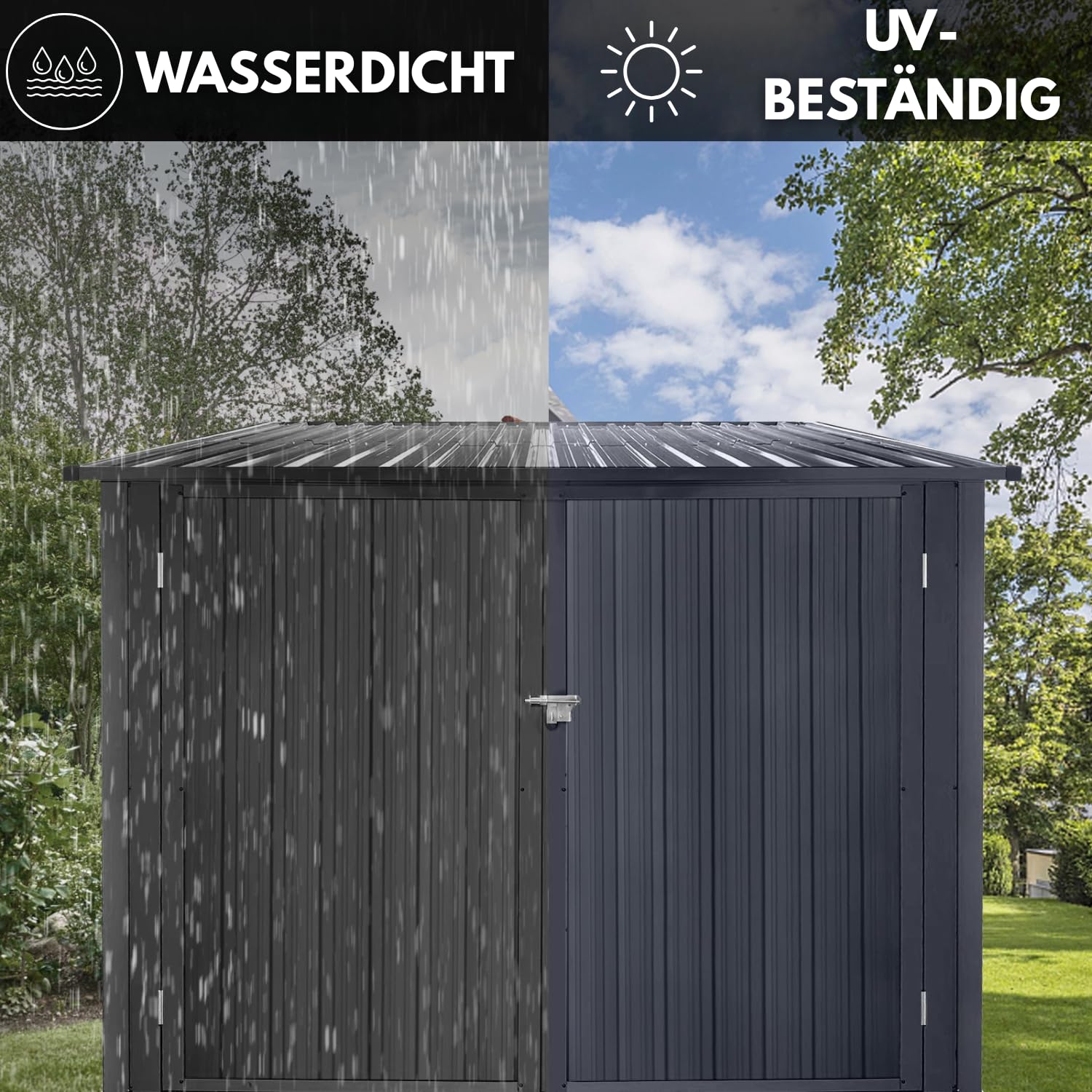 ALBATROS XXL Fahrradgarage Metall wetterfest & abschließbar, für 4 Fahrräder & E-Bikes, Fahrradbox 229x203x162 cm, Fahrradunterstand aus verzinktem Stahl RAL7016 anthrazit, Gartenbox mit Zubehör