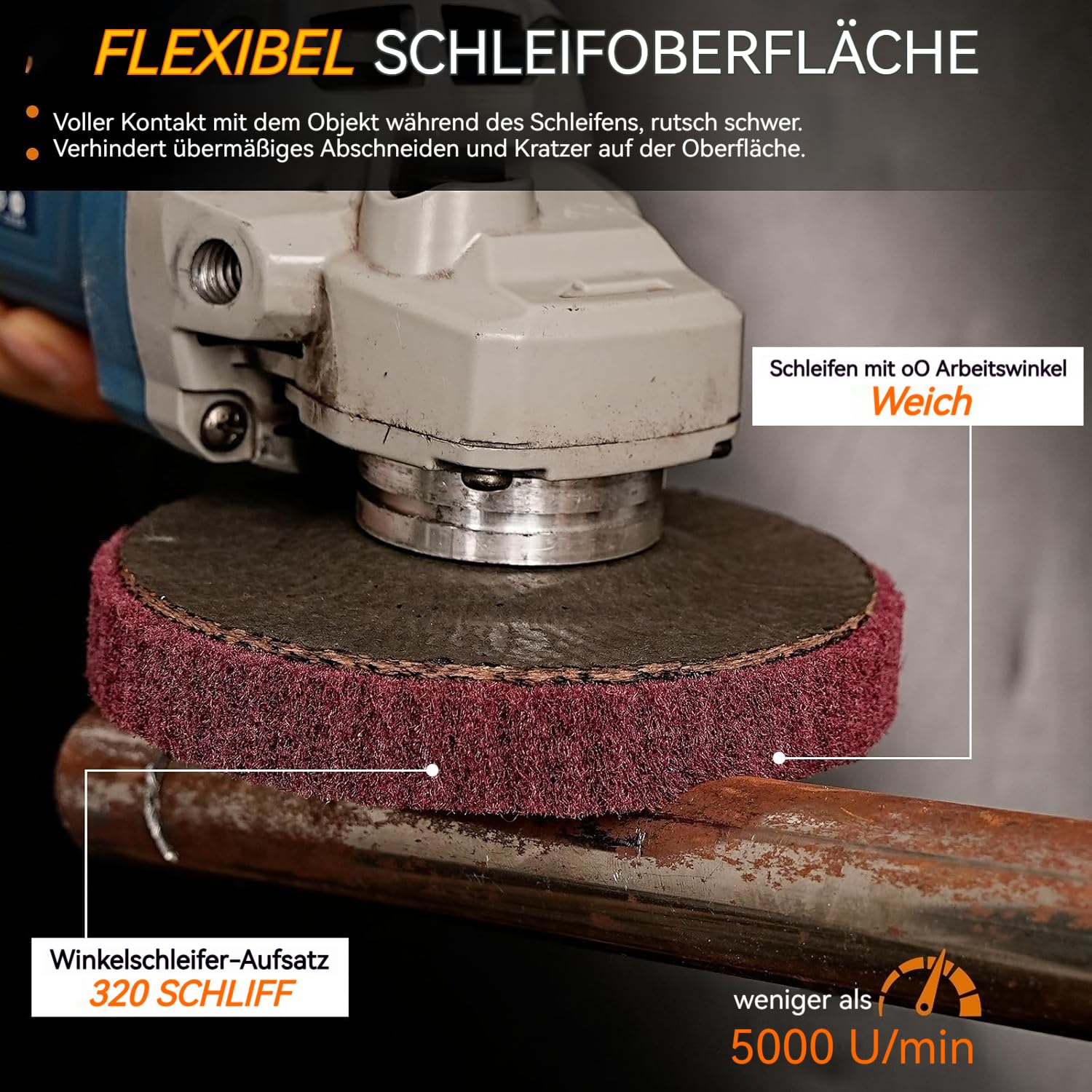 SI FANG Lot de 5 disques abrasifs 115 mm, grain 320, pour meuleuse d'angle 4,5 x 2,2 cm