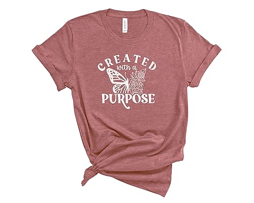 Created with A Purpose, Faith Shirt, Christian shirt, Spiritual personalized gift, Scripture Shirts For Women, Be Kind Graphic Tee