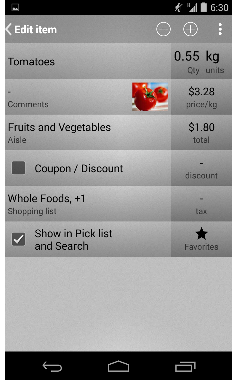 Aplicación Mighty Grocery Shopping List Free en Amazon Appstore