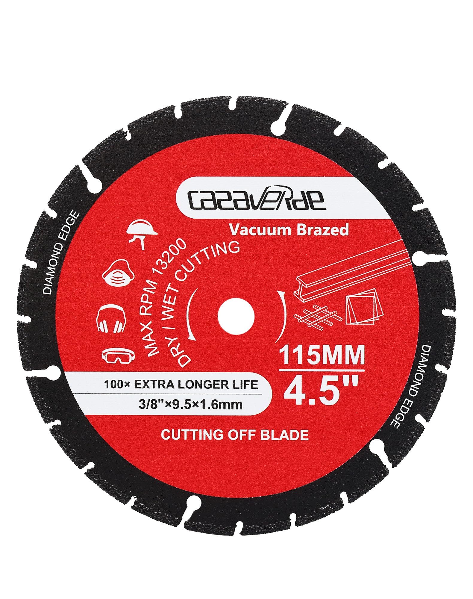 Casaverde 4.5" Diamond Cutting Wheel for Metal,Diamond Cutting Wheel with 3/8" Arbor for Metal Rebar,Sheet Metal,Angle Iron,Stainless Steel