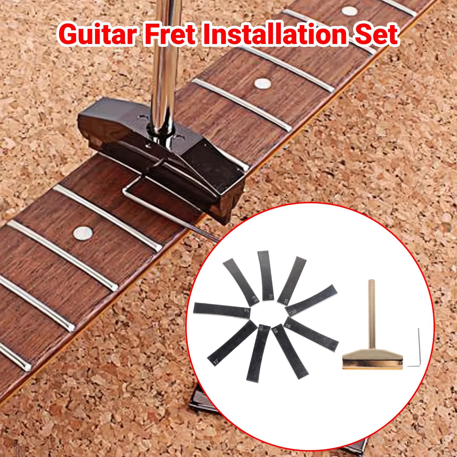 Pressa Per Tasti Chitarra Con 9 Inserti Di Raggio (7,25-20") Per Chitarra Elettrica E Basso – Strumento Di Riparazione