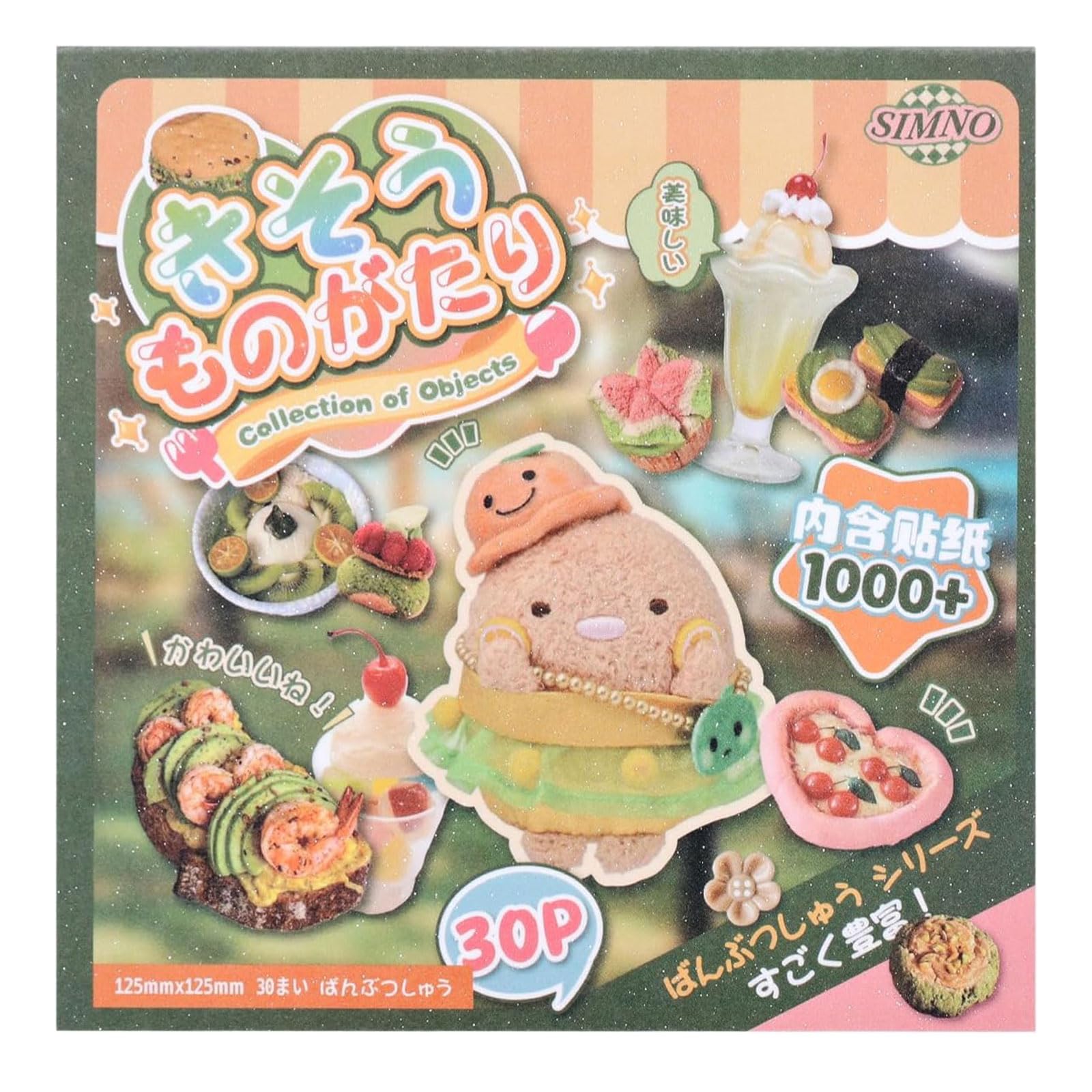 VelvetGlow Japanese Retro Sticker Book for Girls, Over 1000 Cute Food Stickers in Comic Style, for Crafting, Scrapbooking, Journaling and Making Handbooks