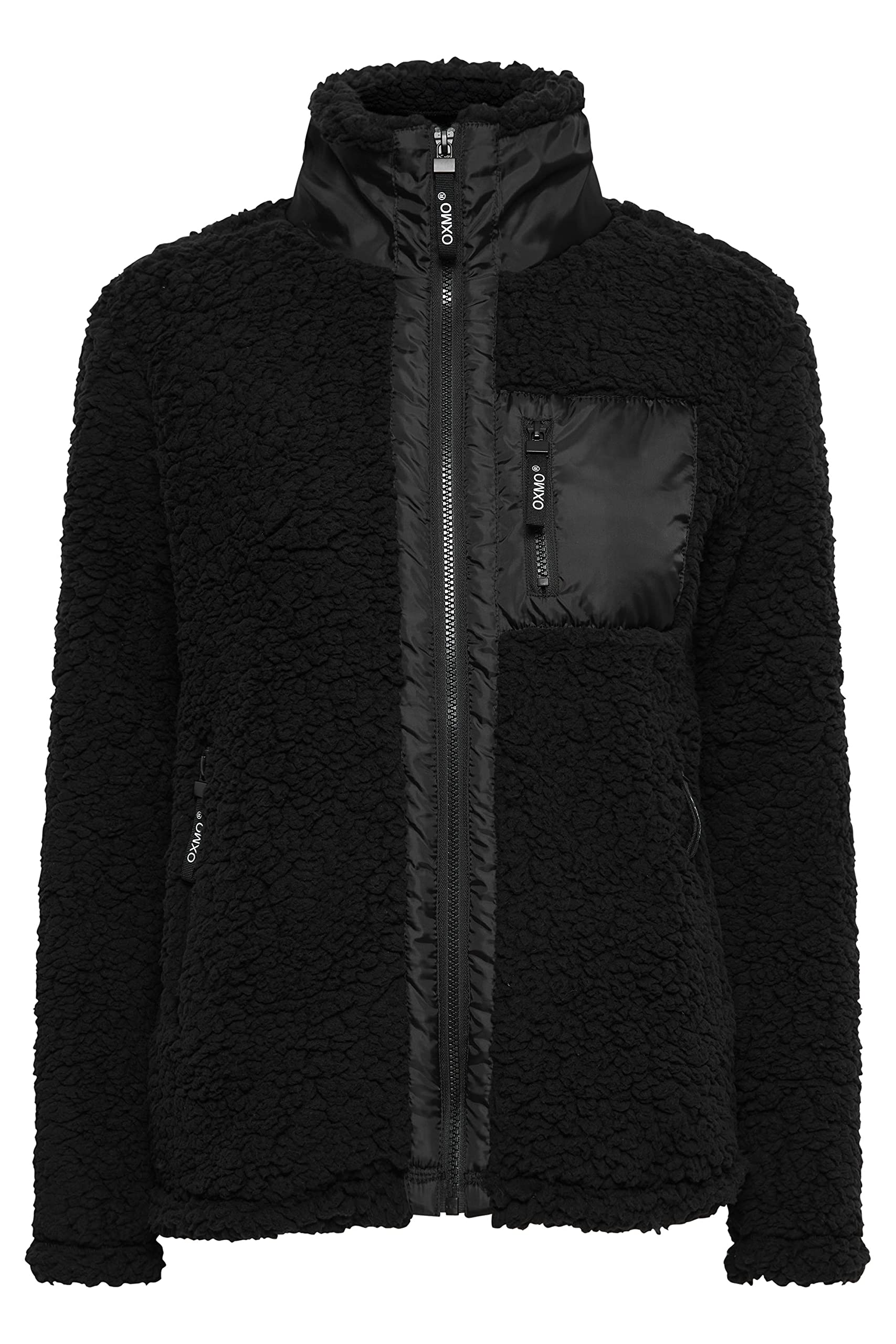 OXMO OXEllin Damen Sweatjacke Cardigan Sweatshirtjacke mit Teddy-Futter