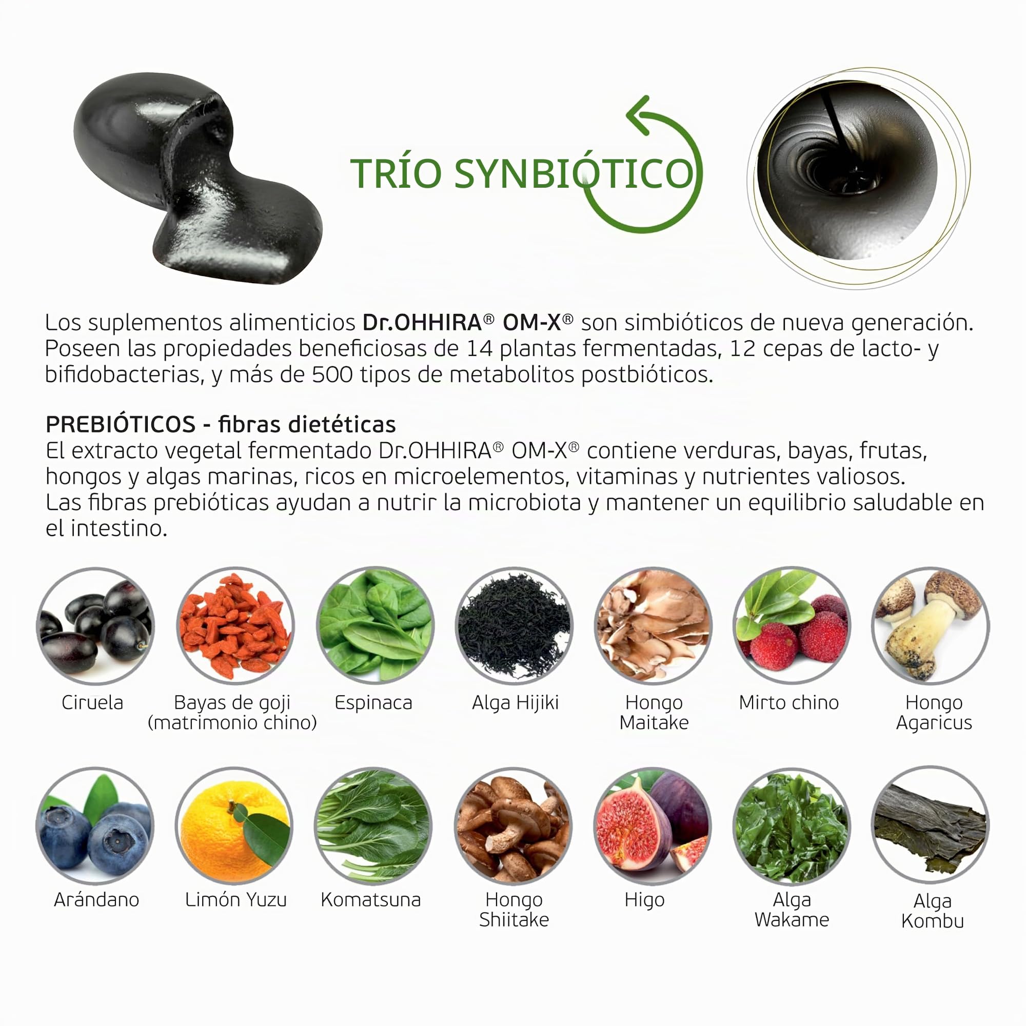 Standard Salud Intestinal - Probióticos, Prebióticos y Postbióticos en OM-X® - 3 Años de Fermentación Sin Calefacción de 12 Cultivos Bacterianos Vivos Con 14 Frutas, 60 Cápsulas