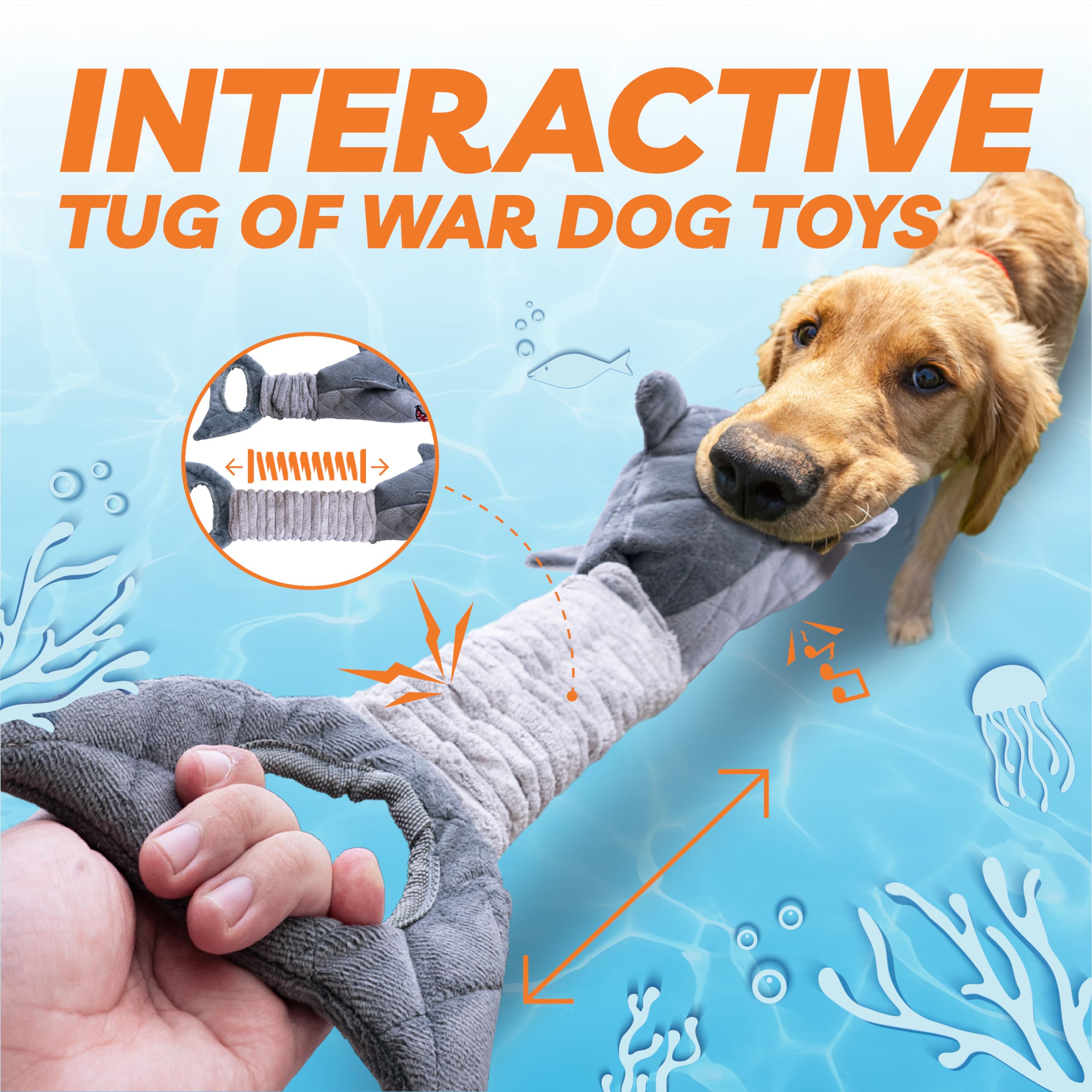 Dog Toys for Small Dogs Squeaky Tough Dog Toys for Aggressive Chewers Plush Chew Toys for Teething Interactive Shark Dog Toys to Keep Them Busy - Image 2