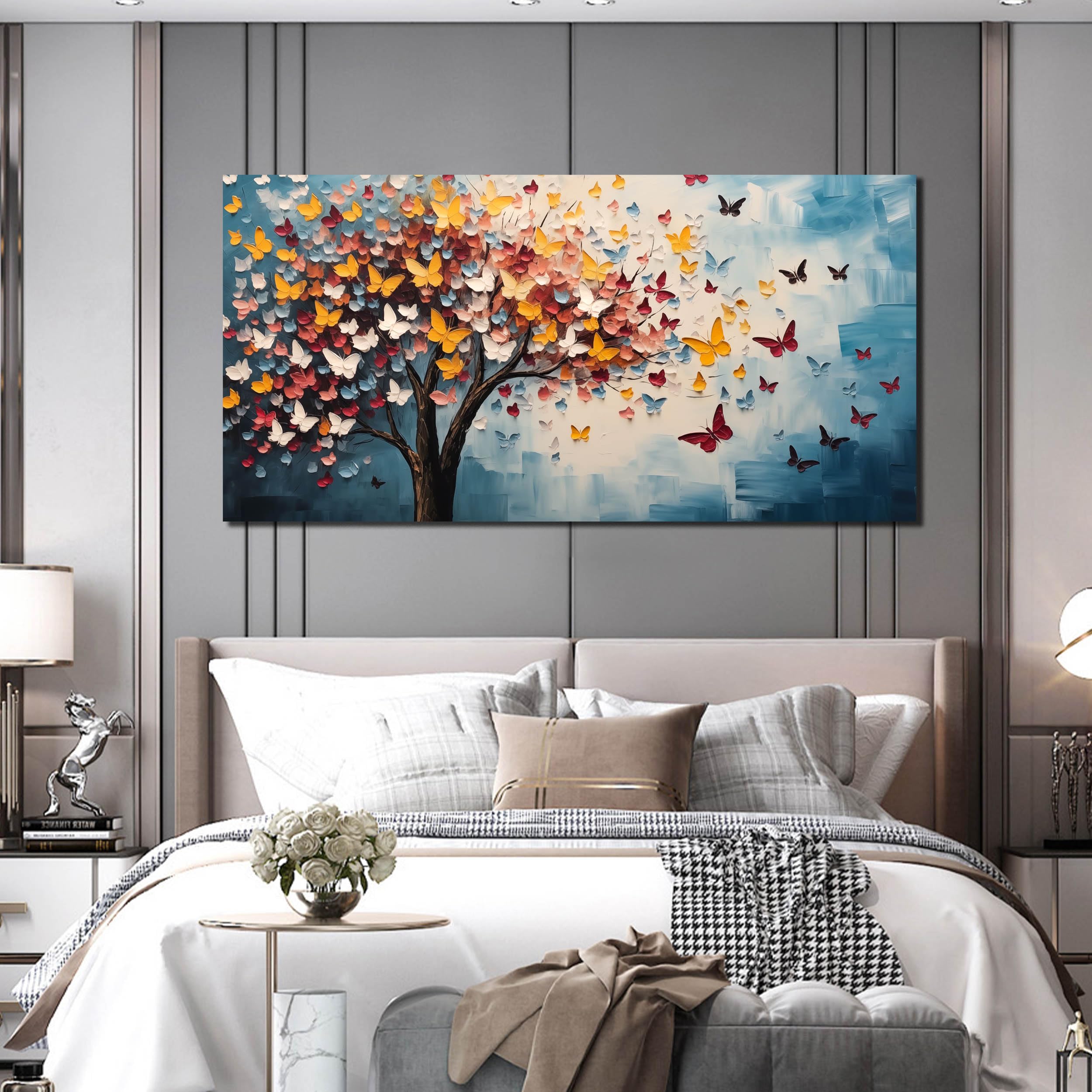 Amazon.com: Butterfly Tree Canvas Wall Art for Living Room Bedroom