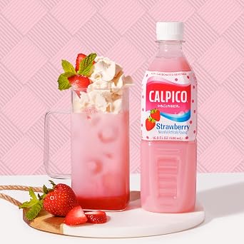 CALPICO Strawberry Smooth, Creamy & Refreshing Non-Carbonated Beverage, Sweet and Tangy, Japanese Lactic Acid Drink, 16.9 Fl oz (Pack of 6)