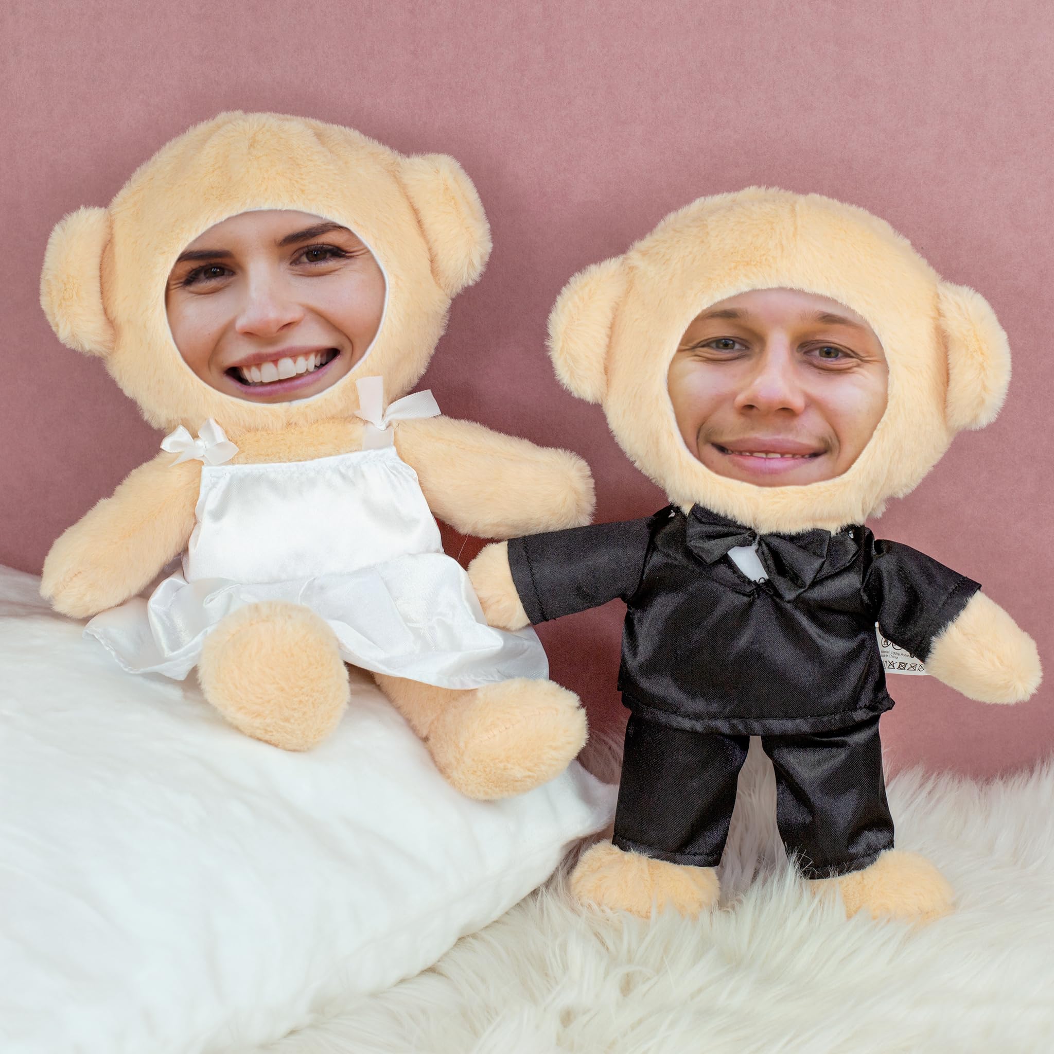 Herz & Heim® Hochzeitsgeschenk Brautpaar mit Foto Gesicht – Personalisiertes Geschenk für Hochzeit, Polterabend & JGA (Junggesellenabschied) – Lustiges Fotogeschenk für Ehepaar (Braut & Bräutigam)