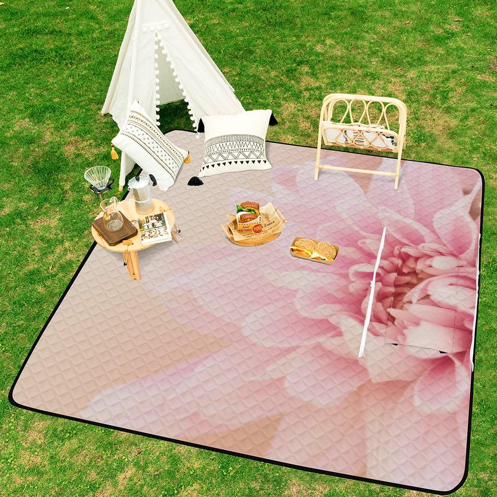 3D Impression Fleurs Couverture Pique Nique Tapis Pique Nique Nappe Picnic Couverture De Pique-Nique pour Le Voyage, Le Camping, Les Vacances, Etc 200x200cm