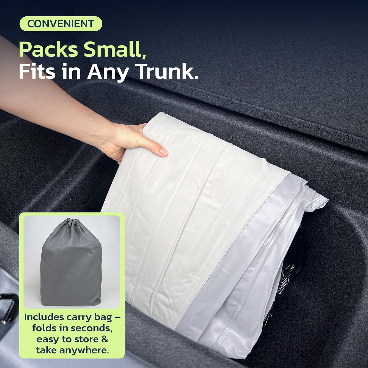 Woowind Inflating Air Mattress Compatible withTesla Model Y Self (2020–2025, Juniper) 2-Person Car Camping Inflatable Bed for Trunk/Back Seat Folded, Built-in 12V Pump with Auto-Stop