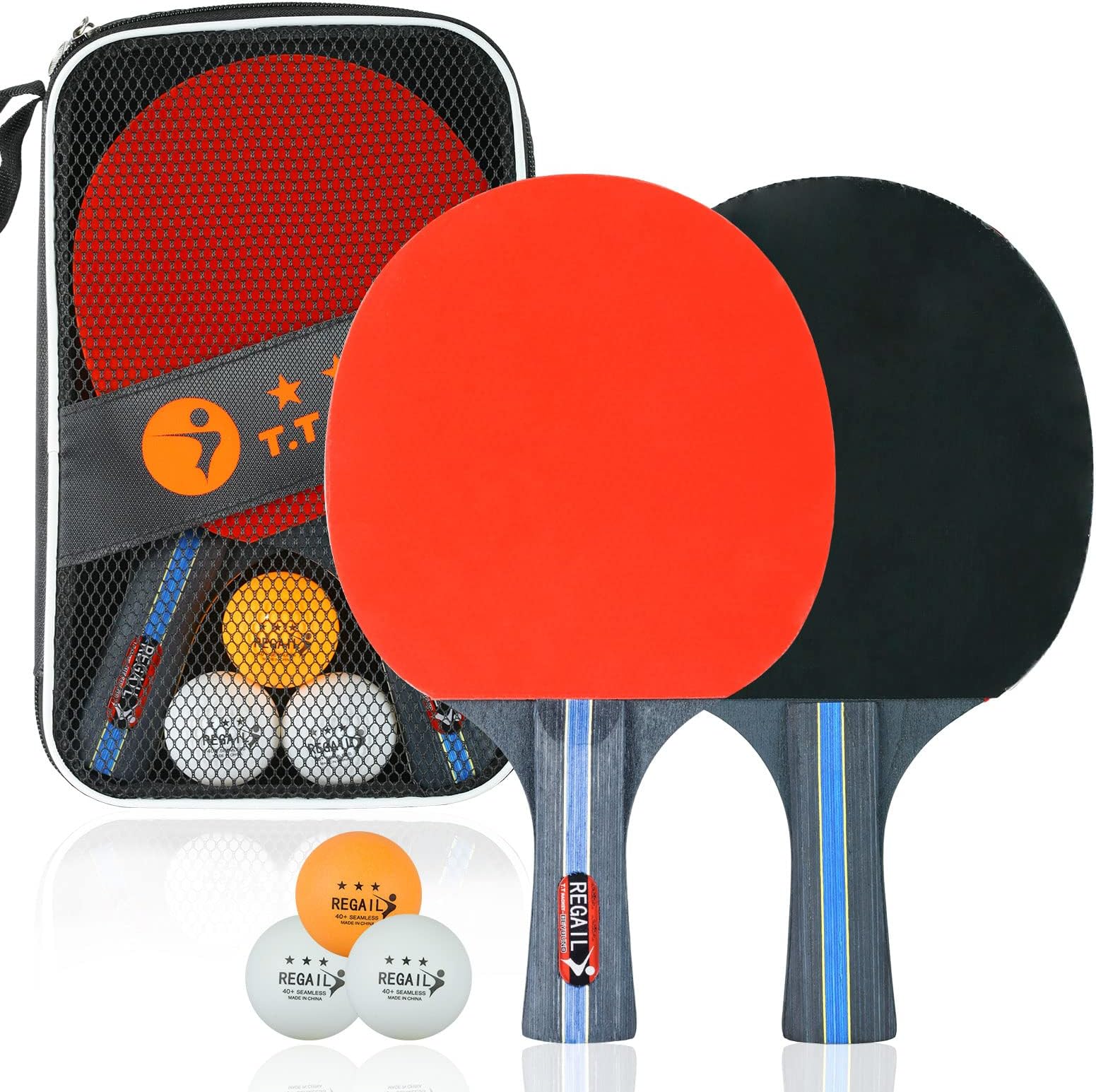 BURFEER Ping Pong Paddles Set,2-Player Table Tennis Rackets Set with 2 Paddles,3 Balls And Portable Storage Case Included For Indoor-Outdoor Play
