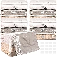 Vista 1 de 16 Pieces Clear Zippered Storage Bags, Plastic Blankets Storage Bags with Zipper and Label Clothing Organizer for Sweater Bed Sheet Quilt Clothes