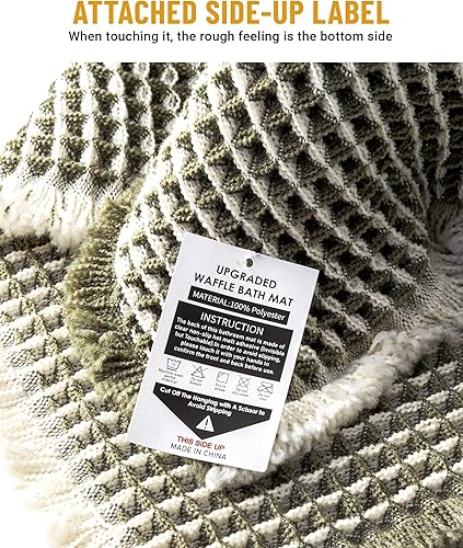 Miniatura 8 de Juego de alfombras de baño grandes con diseño de gofre, antideslizantes, ultra absorbentes, para decoración de baño de Navidad, juego de 2 alfombras