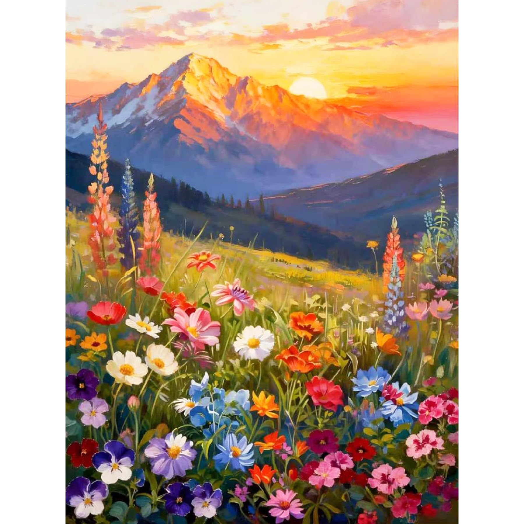 Bowetile Sunset Landscape Diamond Painting Art Kits for Adults, 5D DIY Gem Art Painting Kits, Full Drill Scenery Painting Rhinestone Embroidery Pictures for Beginners, Home Wall Decor 30x40cm