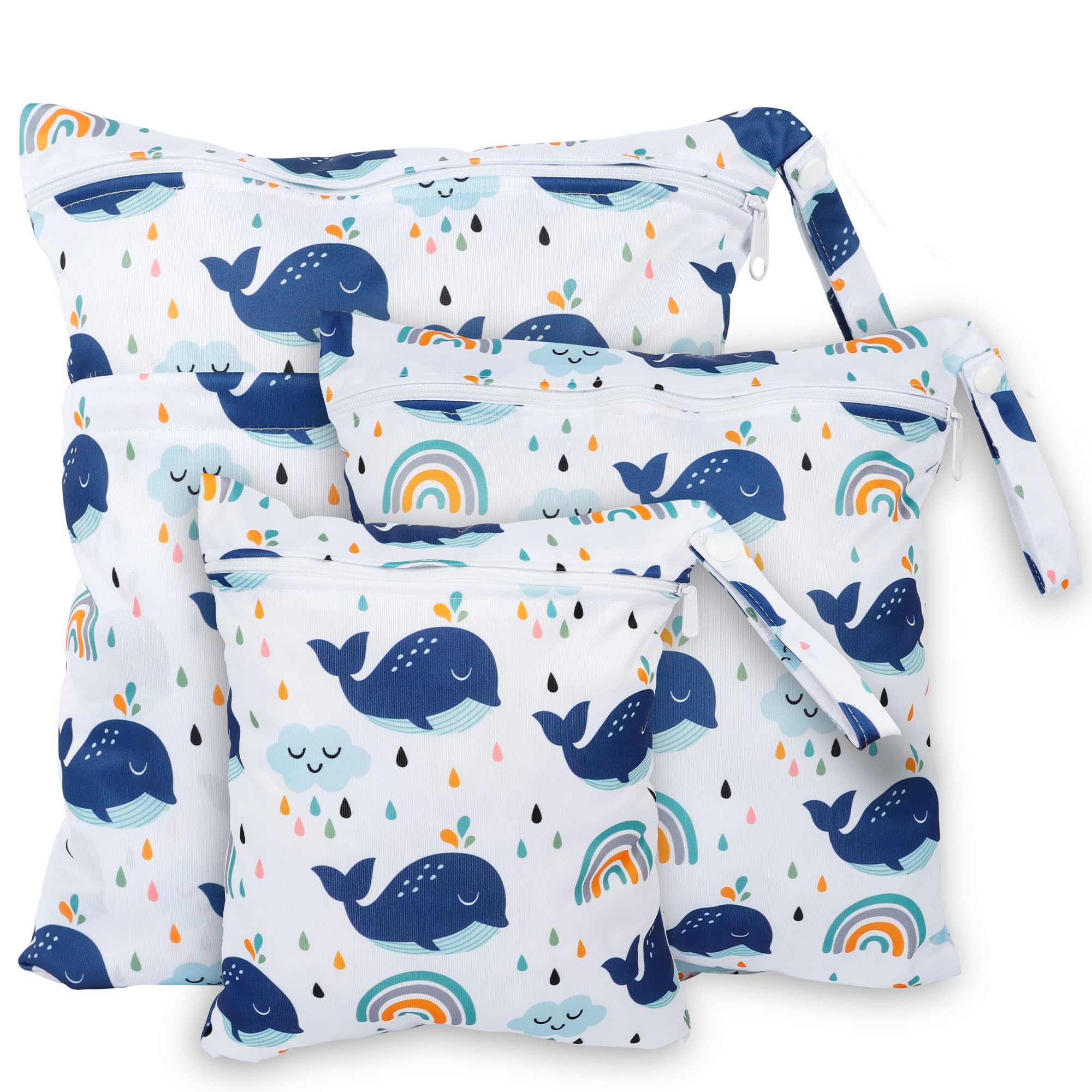 Rinfency 3 Stück Wetbag Groß Kindergarten für Baby Personalisiert Nappy Bag, Lässig Nasstasche Wechselwäsche Schwimmsachen wasserdichte Windeltasche, Klein Bikini Wet Bag Schwimmen Set (XL)