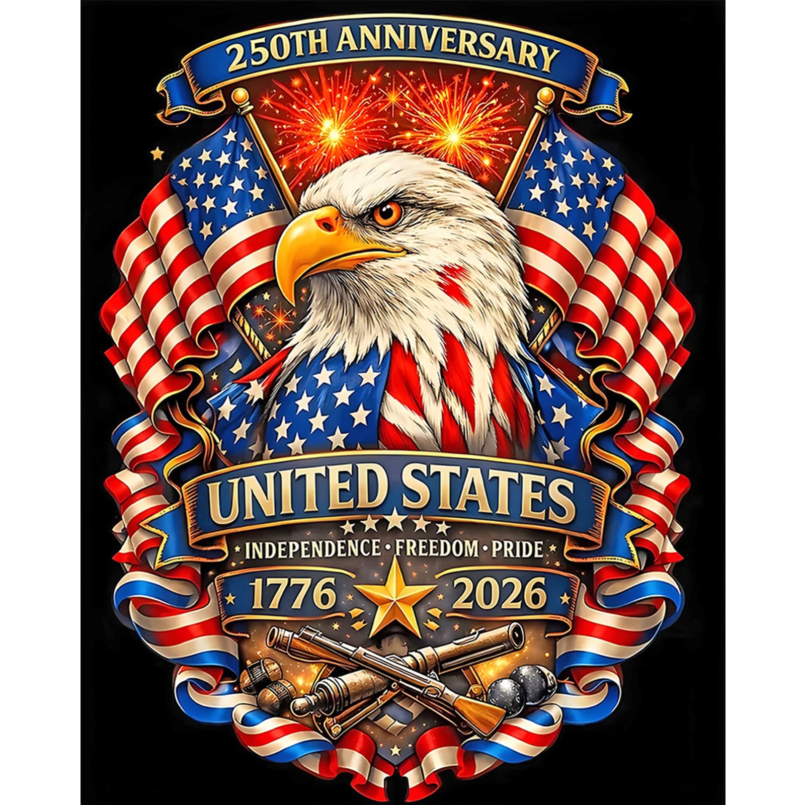 Poetrydraw Independence Day-2 Bald Eagle 250 Full Diy 5D Round Drill Diamond Art Painting Kit For Adults/Beginners - Home Wall Decor, Gift, 15.74X19.68inch (Independence Day-2)