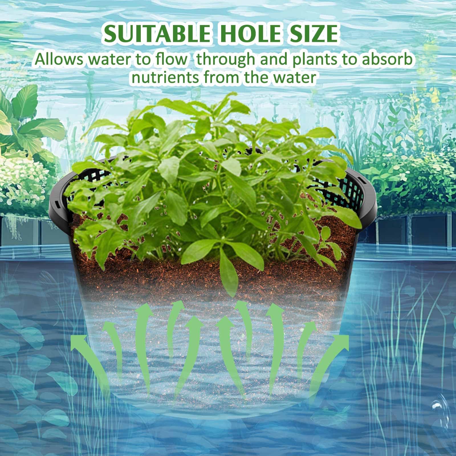 Weysat 8 cestas hidropónicas para plantas de estanque, macetas redondas de 8.3 pulgadas para plantas acuáticas, contenedores grandes de red de plástico, contenedores de malla negra para estanque