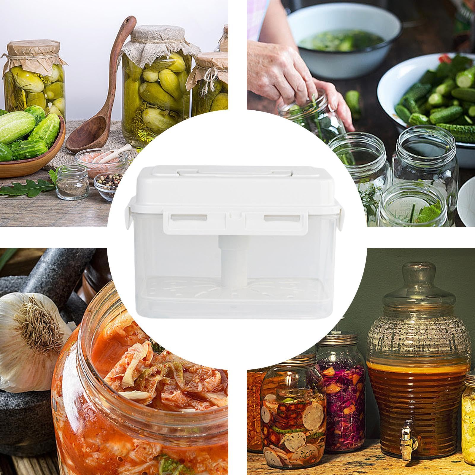 Container – Récipient hermétique pour cornichons de 4/5 l, récipient de rangement hermétique | Récipient de rangement à transparent avec poignée et couvercle, joint pour