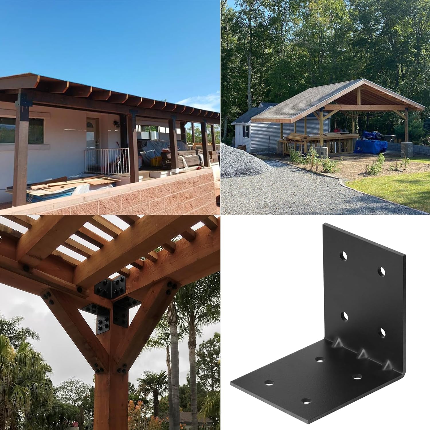 6" X 6" X 5" Corner Bracket for Wood L Brackets, Heavy Duty L Right Reinforced Angle Bracket, Strengthen Metal Joint Support Corner Brace, Thickness 1/8", 11 Gauge, Max. Load 180 Lbs - 4 PCS