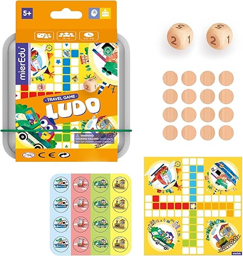 mierEdu Ludo Game, Juego de mesa de viaje, juego de mesa clásico de estrategia para adultos y niños a partir de 6 años