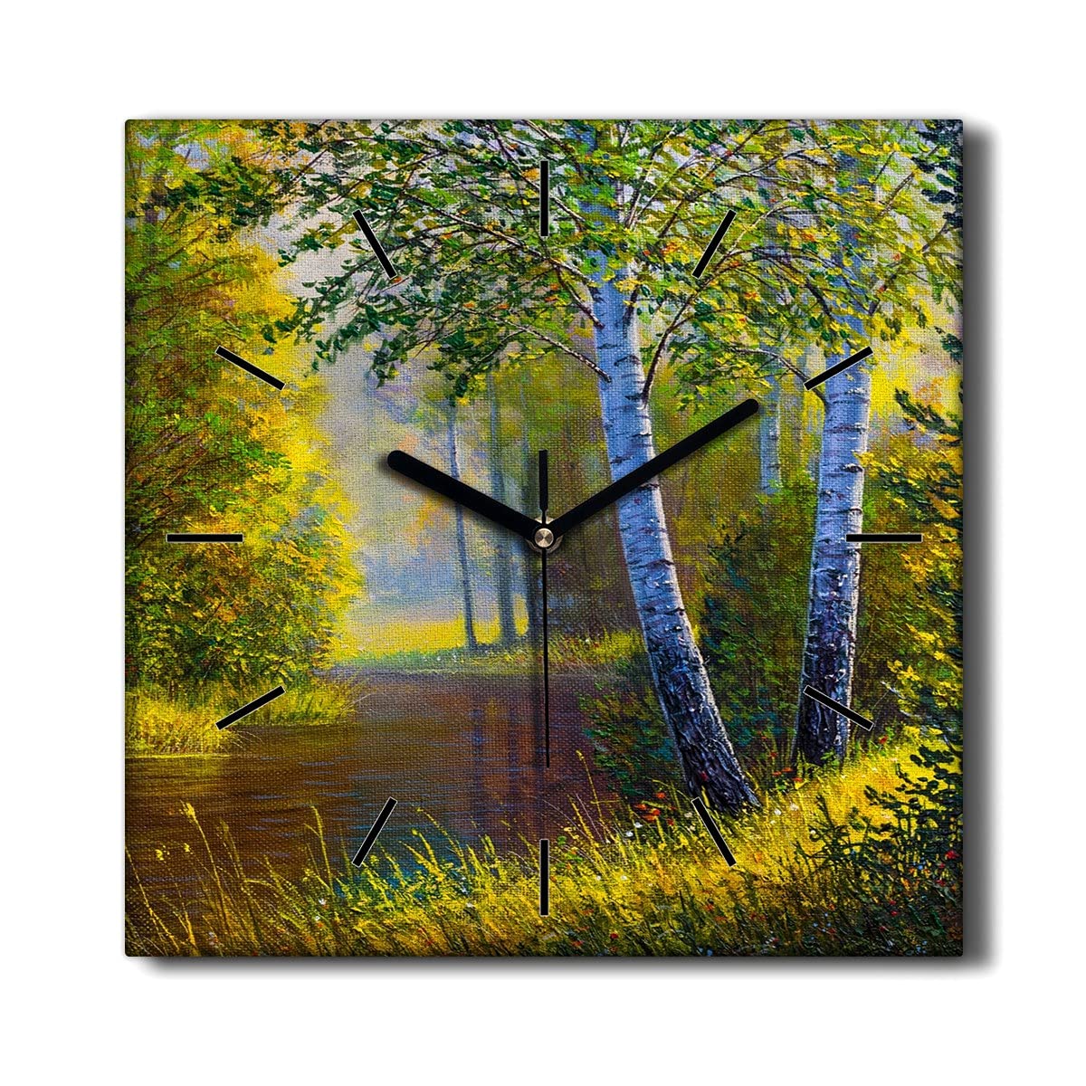 Horloge sur Toile Fleurs de la Forêt Nature Coloray 30x30 cm pour Salon