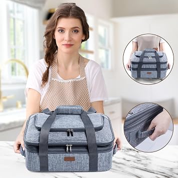 BAGSPRITE Expandable Insulated Casserole Carrier for Hot or Cold Food, Casserole Dish Carrying Case,Thermal Lasanga Lugger Tote for Pockluck, Parties, Picnic, Fits 9 x 13 Baking Dish,