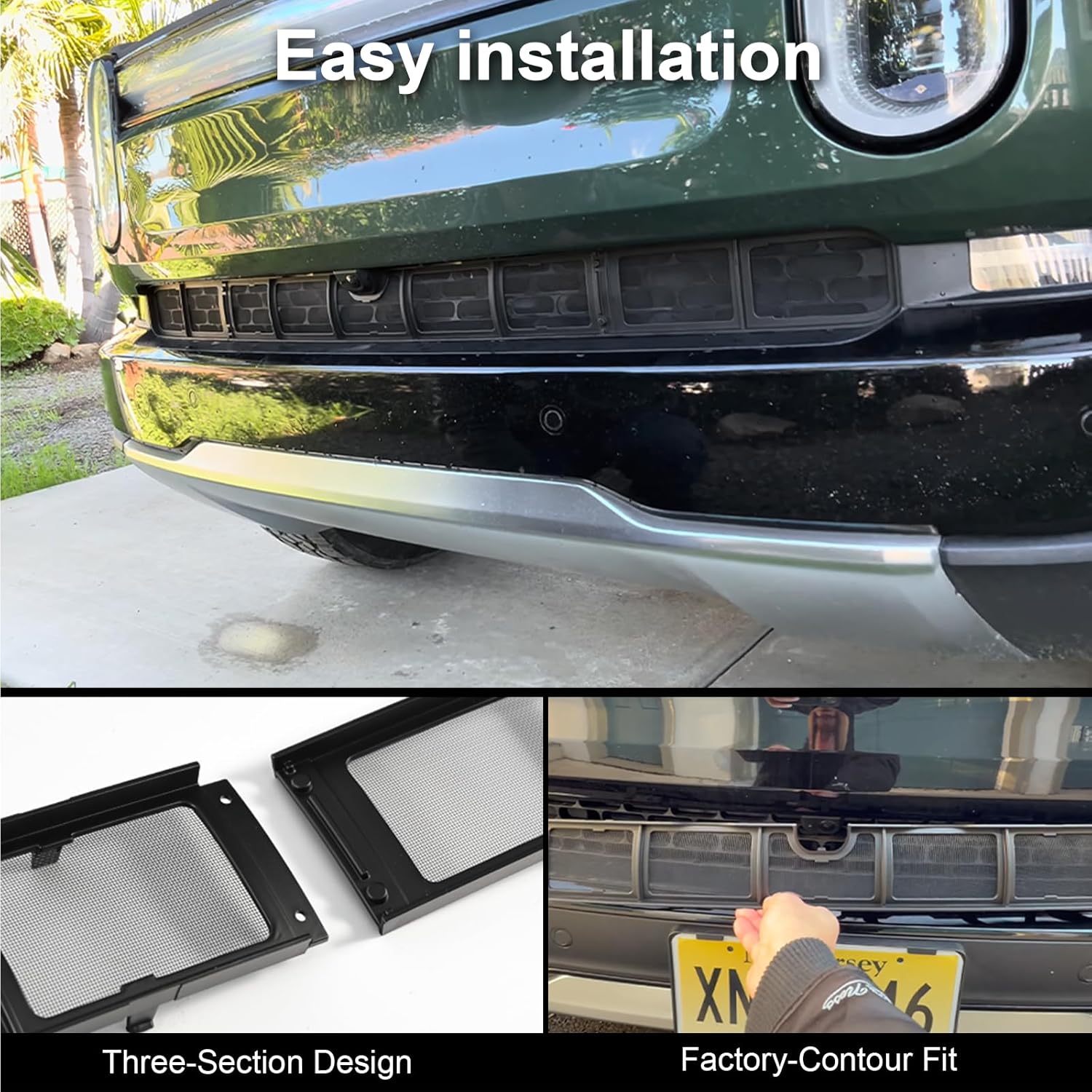 3Pcs Grille Mesh Insert Fit for R1T/ R1S Radiator Protective Mesh Grille Insert Panel Bug & Debris Protector for R1T/R1S 2022-2025