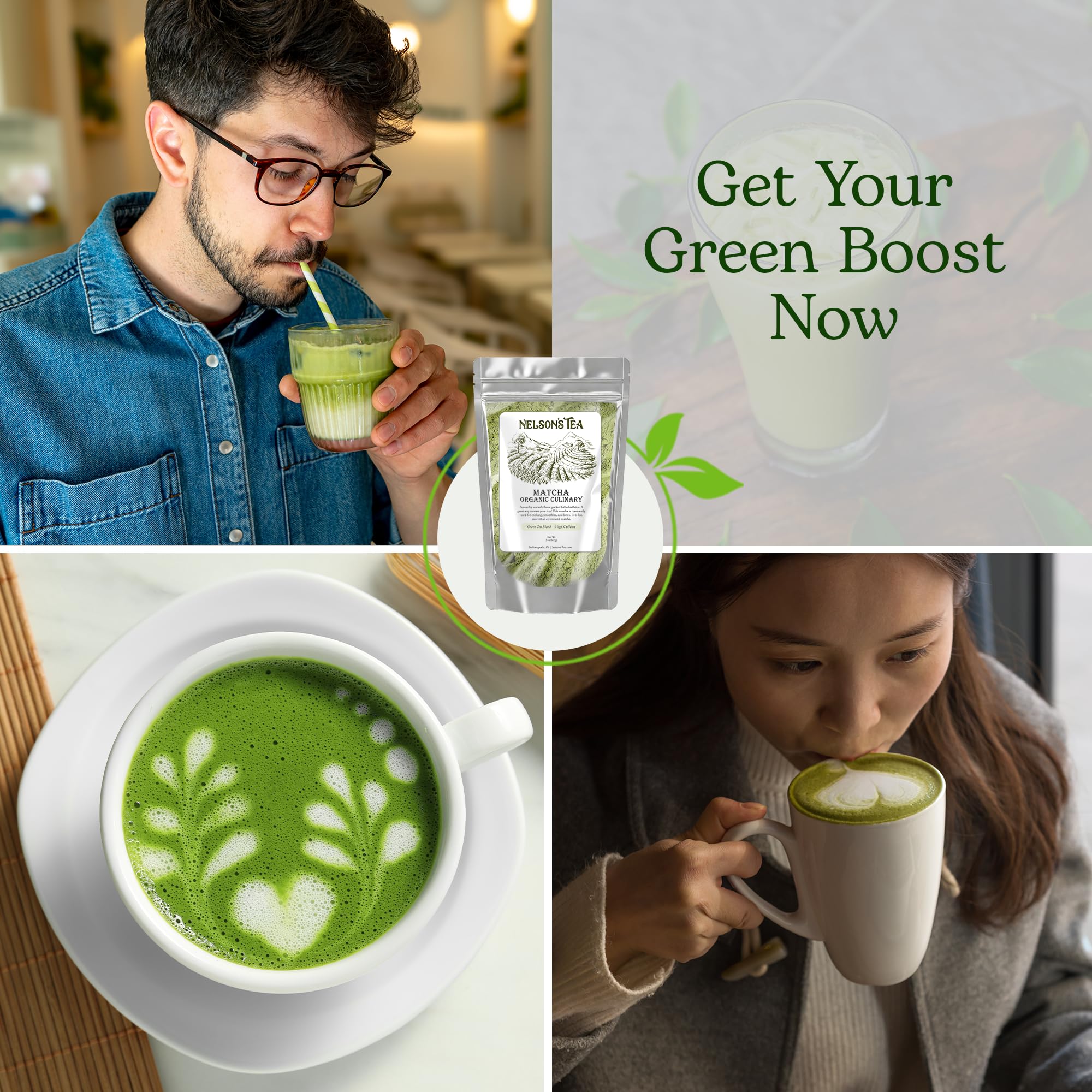 Nelsons Tea Organic Matcha Powder Premium Culinary Grade Green Tea for Lattes Smoothies Cooking Versatile Ideal for Healthy — view 6