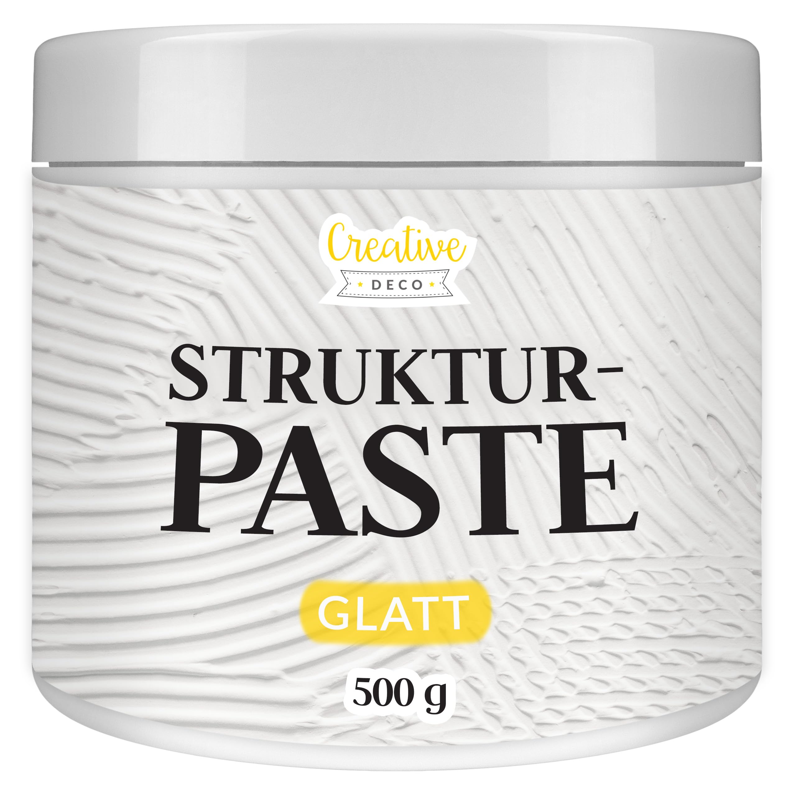 Creative Deco Strukturpaste Glatt 500 g | Weiße Spachtelmasse für Acrylmalerei | Modellierpaste für Kunstprojekte, Acrylfarbe, DIY, 3D-Effekte, Texturen | Einfach mit Palettenmesser aufzutragen
