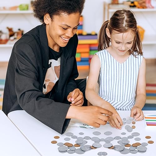 Miniatura 6 de 100 monedas falsas para el aprendizaje de los niños, monedas de juego de plástico para enseñanza, 100 níquel para niños, tienda de juegos de