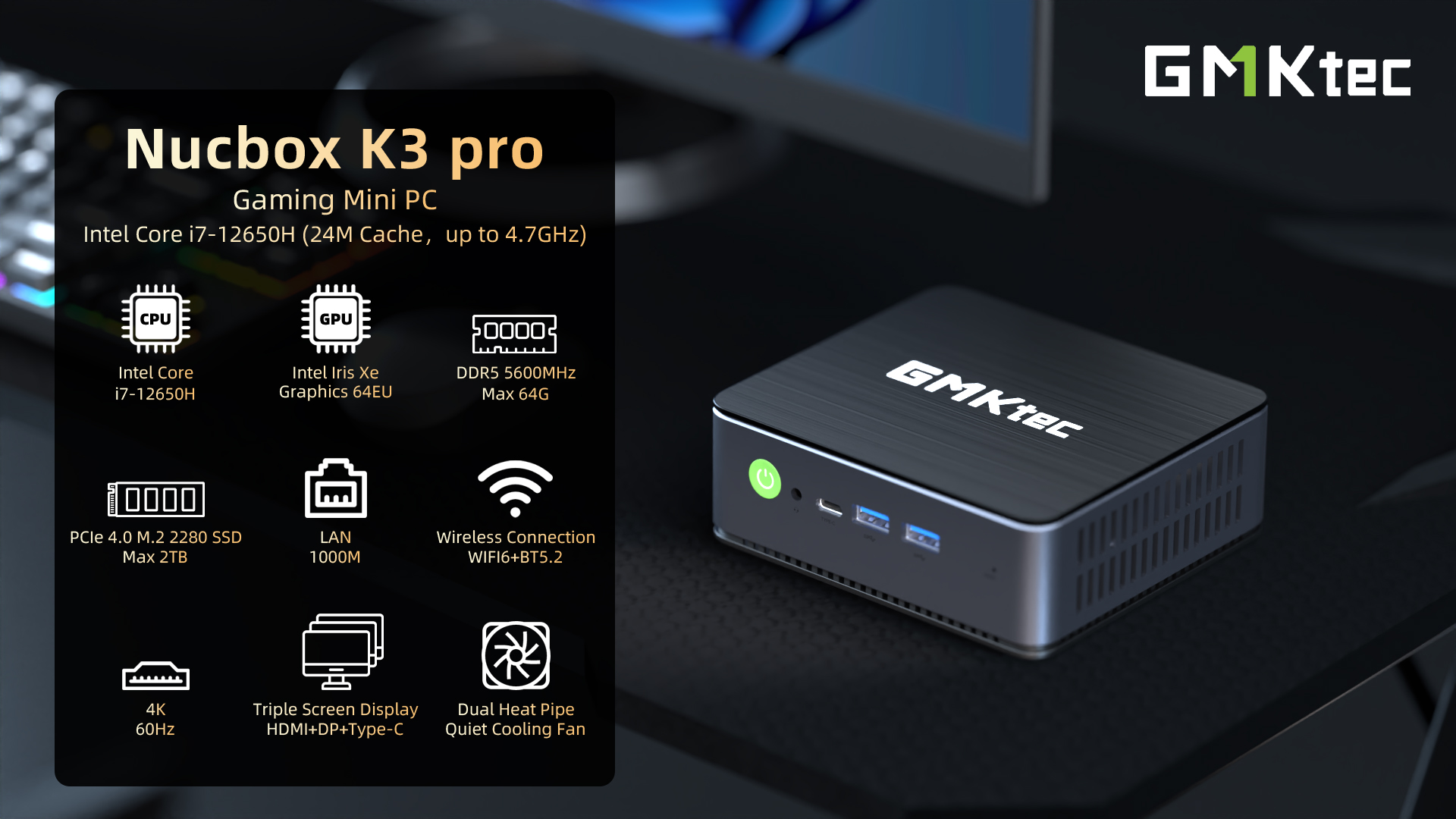 ミニPC 12th i7 NucBox K3 Pro Mini PC [B] 12th Gen Intel Core i7 12650H Mini PC--NucBox K3 Pro