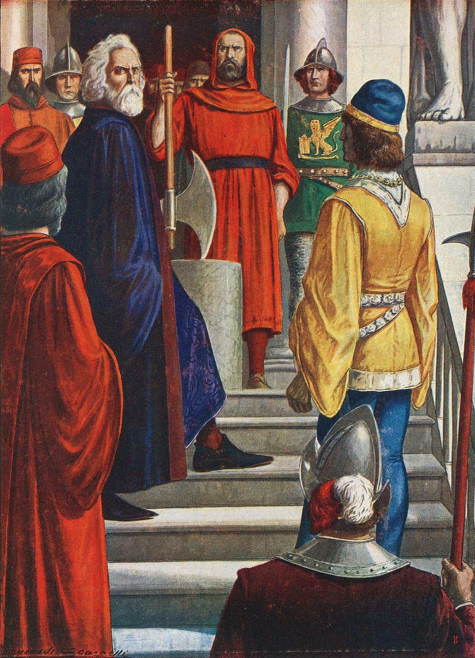 POSTERIIk Vintage Art Print Images Pictures Print Doge Marin Faliero Who Attempted a Coup in by Tancredi Scarpelli Modern Colour Posters for Office Home Decor 60x90cm