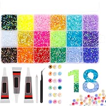 28000 Pcs Resin Jelly Rhinestones for Bedazzling - 18 Colors 3mm Multicolor Flatback Gems for Crafting Nail Art, Bedazzling Kit with 3Pcs Glue, Tweezers, Pickup Pen for Clothing Shoes Book Diamond Art