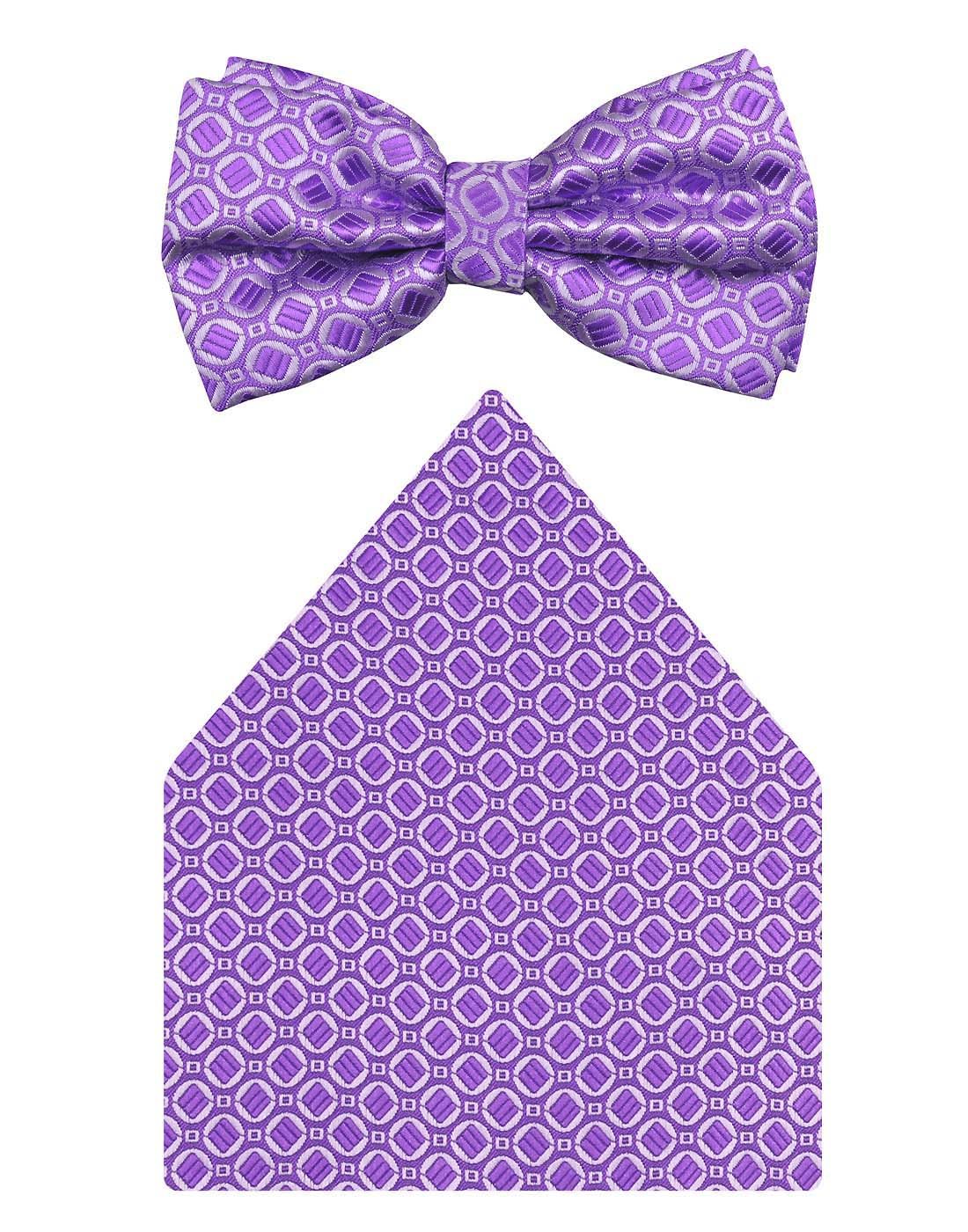 Tiekart Lavender Lilt-Bowtie Pocket Square Combo Gift For Ocassion Violet Impressions Micro Fibre