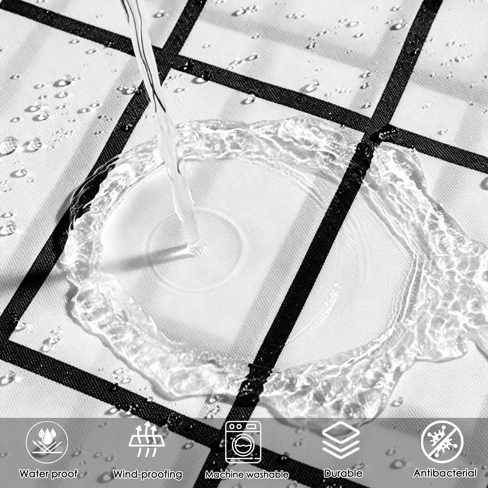 Cortina de Ducha Impermeable 260 x 290 cm Cortina de Ducha de Poliéster - Resistente Al Moho y Al Moho, Tela Repelente Agua, 100% Poliéster, con Ojales y Anillos, Cuadrado