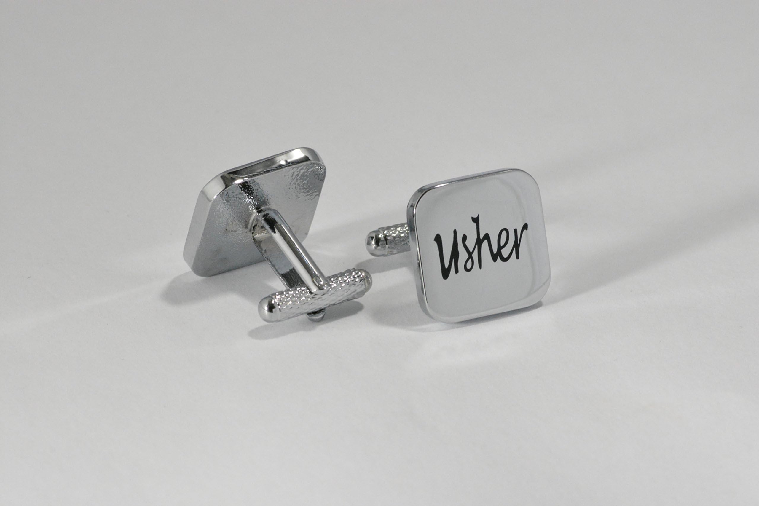 VIRENS SQUARE SILVER mens wedding cufflinks cuff link Groom best man usher page gift 06 (USHER)