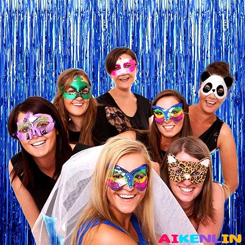 Miniatura 4 de Paquete de 4 cortinas de flecos de papel de aluminio dorado negro de 3.2 pies x 8.2 pies, cortinas de oropel metálico con flecos para cabina de